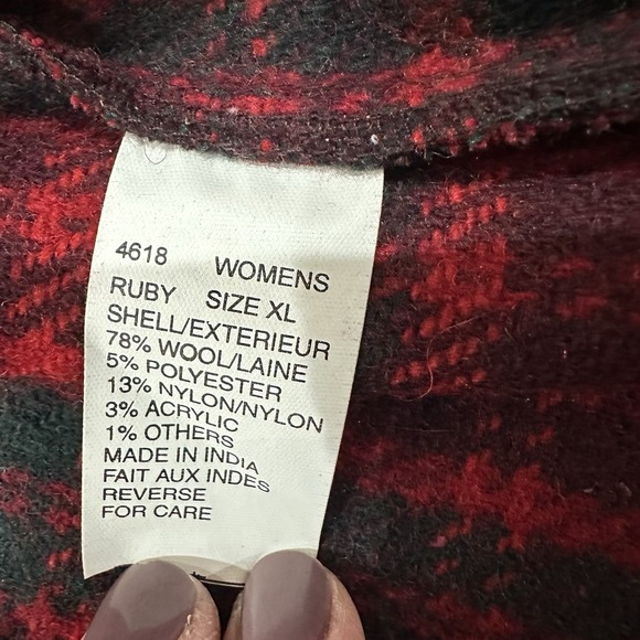 Vintage Woolrich Womens Red Plaid Full Zip Jacket Wool Blend Size XL - Picture 3 of 9